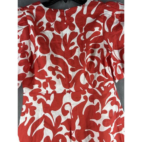 Rhode Mariana Floral Linen Minidress Size 2 Red White - Picture 7 of 10